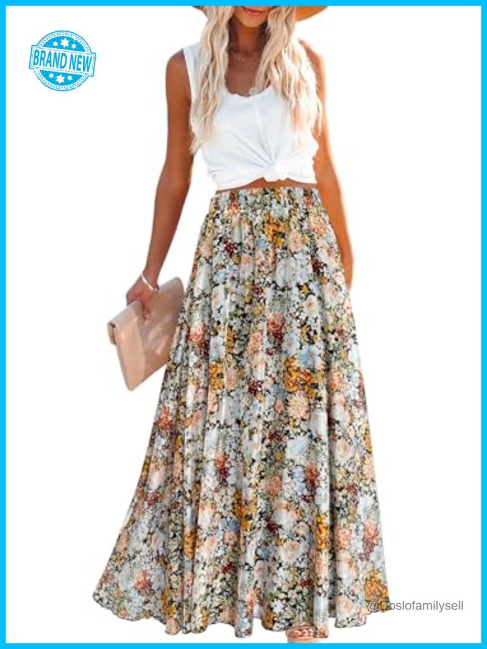 Womens Chiffon Flowy Maxi Long Skirt High Waist A-Line Beach Coverup